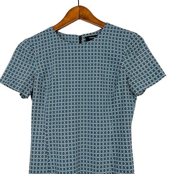 Theory Mod Print Sheath Dress Short Sleeve Knee Length Career - 0 - Picture 1 of 6